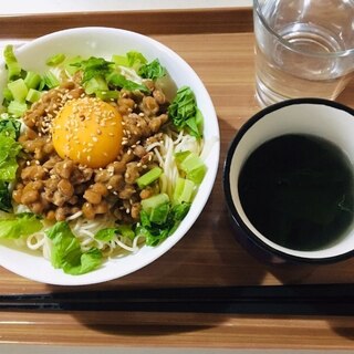 納豆小松菜月見素麺